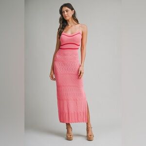 Mable Pointelle Adjustable Spaghetti Strap Knit Dress